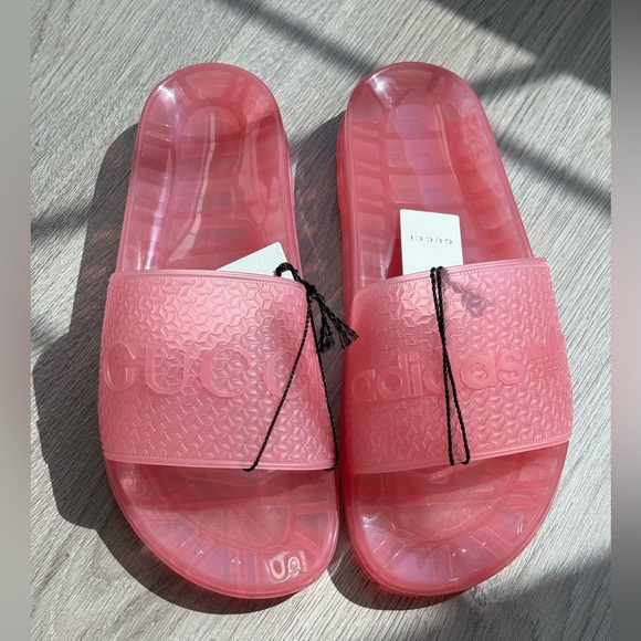 New Gucci X ADIDAS WOMEN'S RUBBER SLIDE SANDAL IN PINK, size 39 - Picture 7 of 7